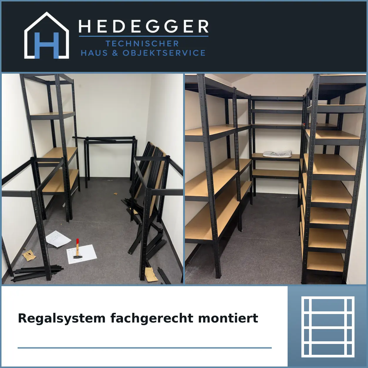 Regalsystem fachgerecht montiert